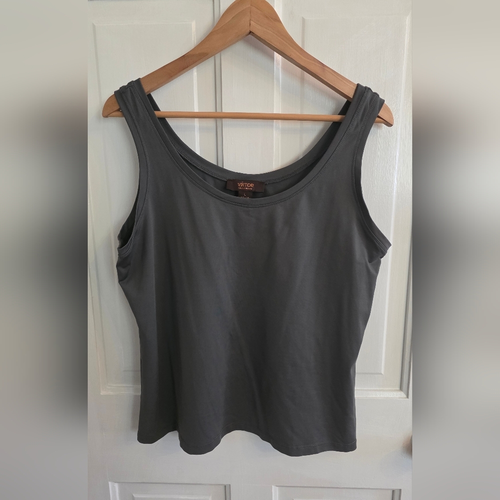 Victor Alfaro Charcoal Scoop Neck Tank